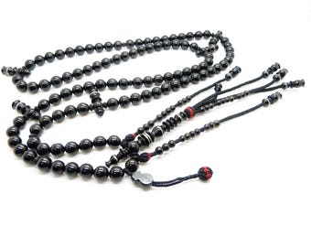 chapelet Tijani Yusr (corail noir) tasbih subha prayer beads
