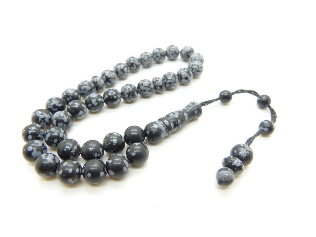Chapelet Musulman en Obsidienne Flocon Tasbih Tesbih Subha 33 Perles