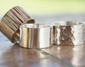 Wide Sterling Silver Unisex  Band Ring