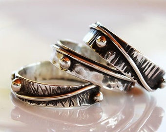 Set of 3 Stacked  silver band Rings