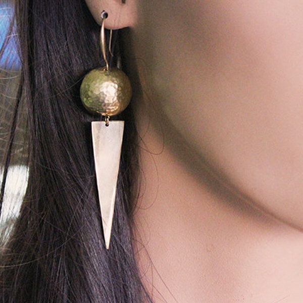 Geometric Brass chandelier earrings