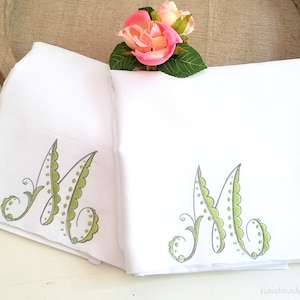 Fundas de almohada con monograma - Fundas de almohada con monograma verde -