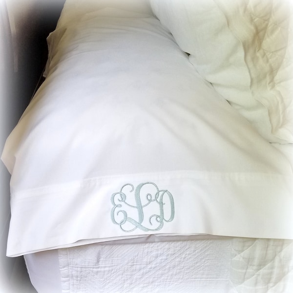 Monogram pillow Case-  Embroidered Monogram- Pillowcases-Housewarming Gift-