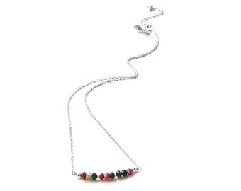 COLLIER TOURMALINE Pastèque ; pour Balance- collier de barre de pierres précieuses, bijoux tourmaline, collier tourmaline multicolore