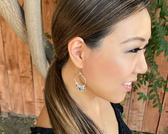 Herkimer diamanten sterlingzilveren oorringen (3,25")