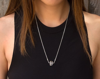 COLLANA DI DIAMANTI HERKIMER; collana di diamanti grezzi, collana minimalista, collana semplice, collana delicata, collana di pietre, collana di cristalli grezzi