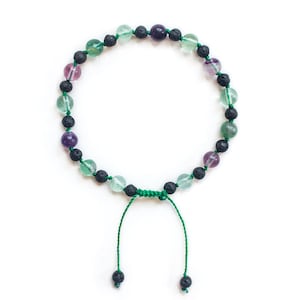 FLUORITE & LAVA STONE Bracelet; for Purification- diffuser bracelet, essential oils, lava stone bracelet, flourite bracelet, black lava