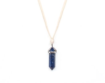 Lapis Lazuli Point Necklace; for Wisdom & Intuition | Made with adjustable suede cord- lapis lazuli jewelry- lapis necklace- crystal point