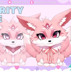 Prosperity the Kitsune || A 2D Vtuber Pet Asset || Customizable Lucky Fox Pet || Spring Pink Sakura fox kitsune Pet for Vtubestudio