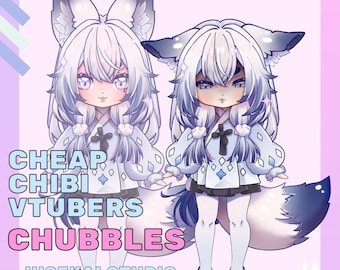 Fei-Fei Chubble | V-Bridger Live2d Vtuber Model (Ready to Use) Vorgefertigte Chibi Vtubers | Fuchsmädchen Vtuber | Live2D Chibi | Anpassbarer Charakter