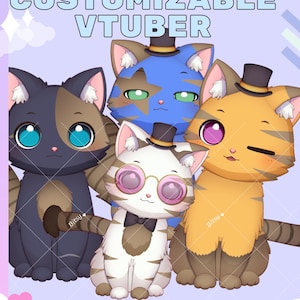 Customizable Vtuber Dapper Cat  || A 2D Vtuber Pet Asset || Maneki Neko Lucky Cat Pet || 2025 kitty Pet for Vtubestudio furry