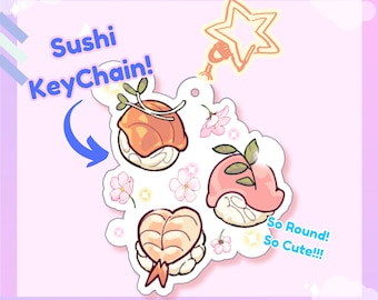 Sushi Ball Keychain | Pastel Kawaii | Acrylic Keychain | Small Business | Japanese | Cute Food | Fun keychain for kids and Sushi lovers