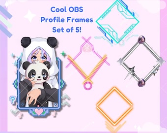 Vtuber Gamer Profile Frame | Twitch Livestreamer Frame for Gaming | Trendy OBS frame masking for VStreamers | Cool Holo Neon Set of 5
