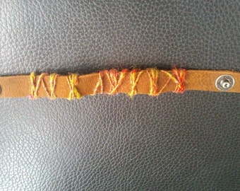 leather bracelet with wool