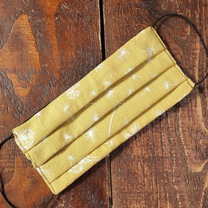 mouth mask yellow with white flowers