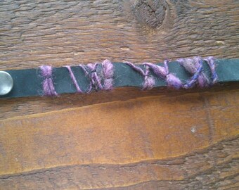 leather bracelet with wool