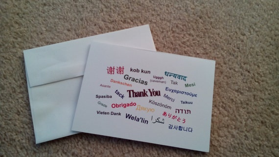 Thank You Card in Different Languages | Etsy