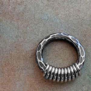 10G = 2.6mm thick ALUMINUM lightweight ear weight, black and silver tone coil spiral gauges, for men women rough raw hammer Industrial