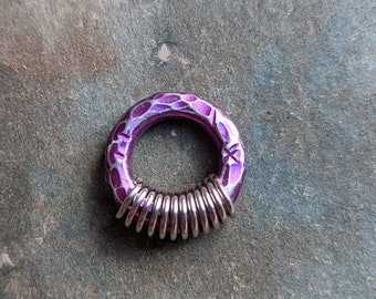 2G 4G 6G 8G 10G - 3, 4, 5, 6mm Thick Purple ALUMINUM Septum Ring - Ear Weight Hanger - Silver Coil Gauges Men Women Rough Raw Industrial