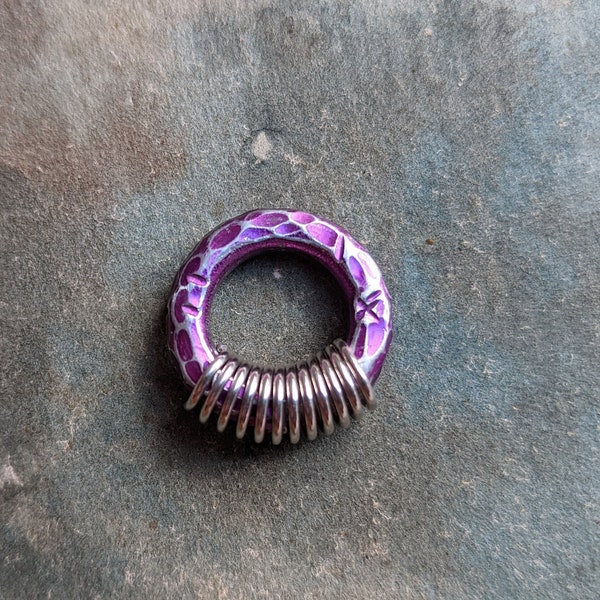 2G 4G 6G 8G 10G - 3, 4, 5, 6mm Thick Purple ALUMINUM Septum Ring - Ear Weight Hanger - Silver Coil Gauges Men Women Rough Raw Industrial