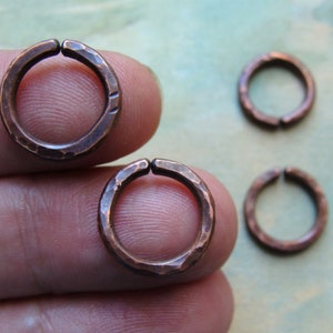 12 Gauge = 2mm Thick 8-20mm Stretched Lobes Raw Septum Daith Tragus Body Cartilage Lip Copper Earrings Oxidized Hammered Hoops Mens Huggies
