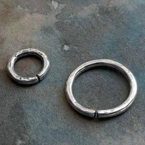 Sterling Silver 12 Gauge = 2mm Thick 8-20mm Raw Septum Daith Tragus Body Piercing Cartilage Lip Earrings Oxidized Hammered Hoop Mens Huggie