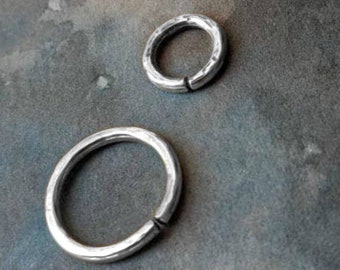 Sterling Silver 8 Gauge = 3mm Thick 8-20mm Raw Septum Daith Tragus Body Piercing Cartilage Lip Earrings Oxidized Hammered Hoop Mens Huggie