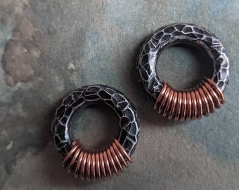 Copper Coil Silver Black ALUMINUM Gauges Battle Scarred Men Raw Industrial 3G 4G 6G 8G - 3, 4, 5, 6mm Thick Septum Piercing Ear Weight