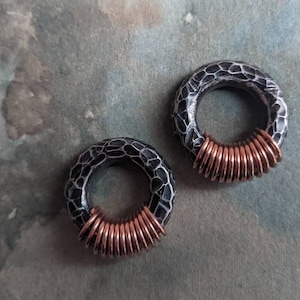 Copper Coil Silver Black ALUMINUM Gauges Battle Scarred Men Raw Industrial 3G 4G 6G 8G - 3, 4, 5, 6mm Thick Septum Piercing Ear Weight