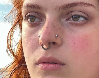 12G, 14G, or 18G Septum Ring, Bright or Oxidized Copper Hammered Crescent Moon, Choose Sizes, Hand forged, Stretched Piercing jewelry