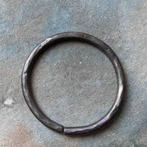 Black Sterling Silver 12 Gauge = 2mm Thick 8-20mm Raw Septum Tragus Body Piercing Cartilage Lip Earrings Oxidized Hammered Hoop Mens Huggie