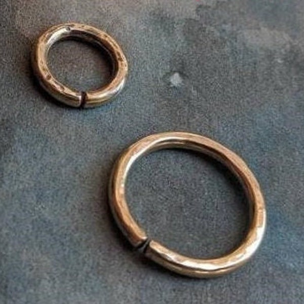 16 Gauge = 1.3mm Brass Septum Ring For Stretched Piercing Lobes Daith Tragus Body Cartilage Lip 6 8 or 10mm Copper Earring Oxidized Hamm