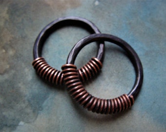 All Sizes 4G 6G 8G 10G 12G Gauges Copper Oxidized Spiral Earrings Stretched Lobes Tunnel Hammered Round Tesla Coil Hoop Mens Plugs