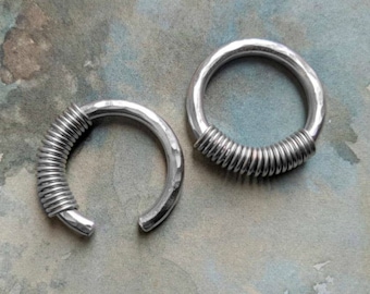 2G 4G 6G 8G - 3, 4, 5, 6mm thick ALUMINUM lightweight earweight silver tone coil spiral gauges stretchers for men women rough raw hammer