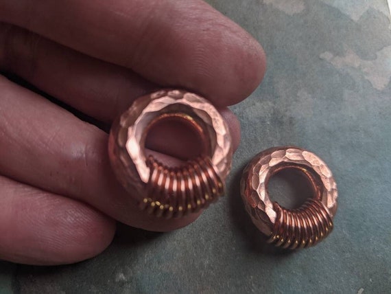 Small 2G 6mm Thick , 8mm or 10mm Inner Diameter , Hoop Earring For Stretched Lobes , Hammered Septum Ring , Brutalist Gauges Body Jewelry