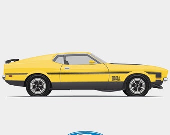 Ford Mustang Mach 1 - Unframed color print - Two sizes available! - Free personalization!