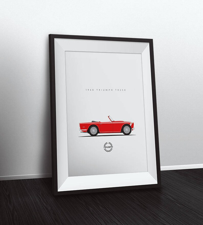 Unframed Color Print of a Triumph TR250 Sports Car Perfect for British