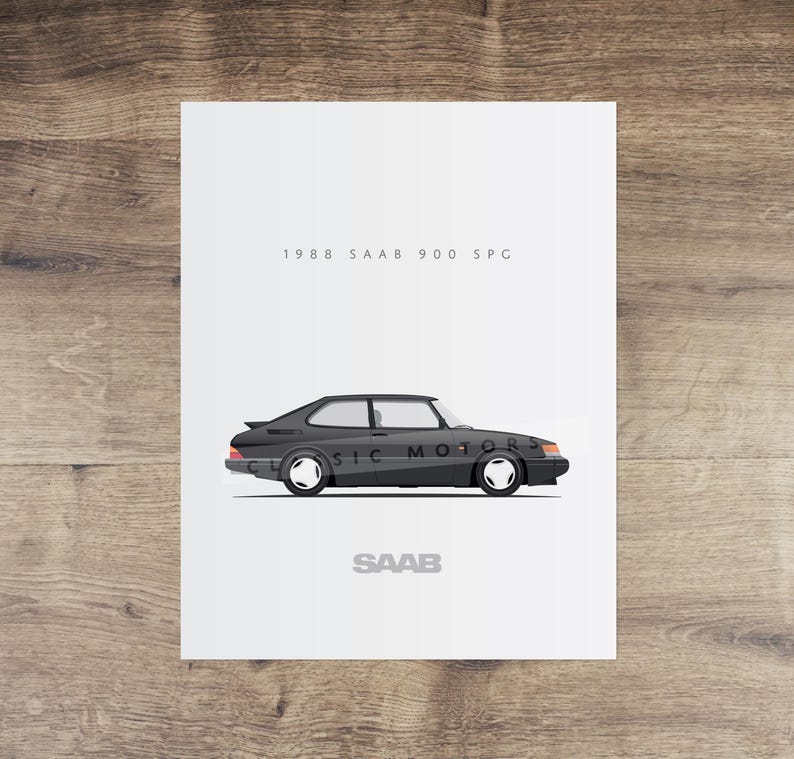 Unframed Color Print of a Classic Saab 900 SPG Perfect for Swedish Car