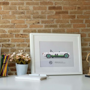 Unframed color print of a British Leyland Group 44 MGB race car | Perfect for British car lovers | 2 sizes available | Ships FAST!