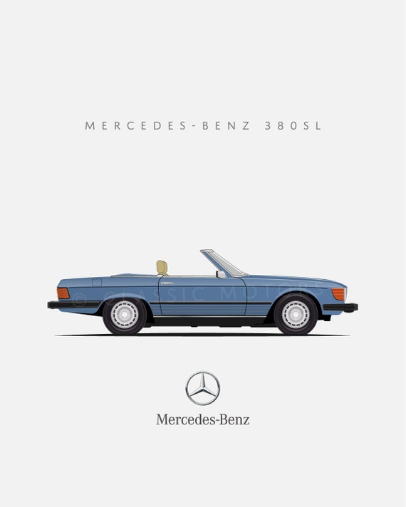 Unframed Color Print of a Classic Mercedes-benz 380SL | Great for