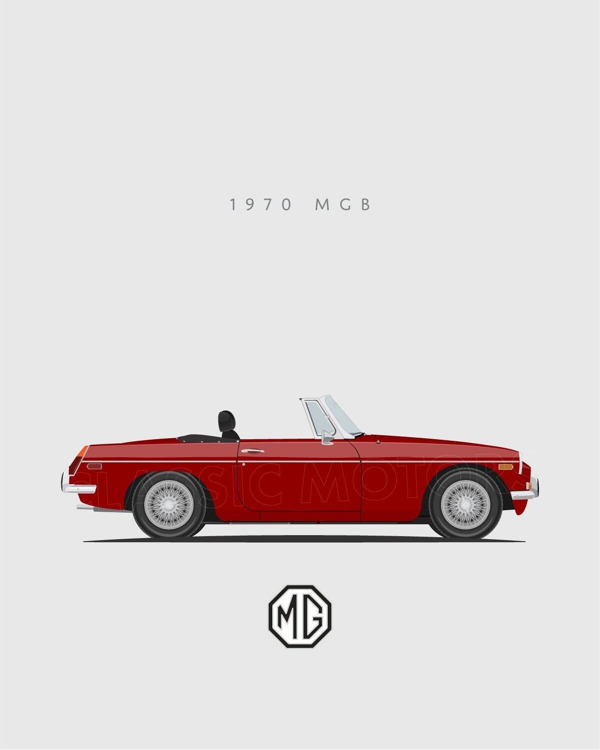 1970 MG MGB Roadster Print – Classic British Car Art - Etsy