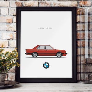Unframed color print of a classic BMW 535is | Great for German car lovers | 2 sizes and multiple colors available | Ships FAST!