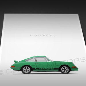 PRINT - Porsche 911 Carrera RS - 8x10 inch unframed art - Four colors available - Free year & color customization!