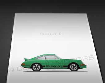 PRINT - Porsche 911 Carrera RS - 8x10 inch unframed art - Four colors available - Free year & color customization!