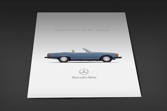 Unframed Color Print of a Classic Mercedes-benz 380SL | Great for