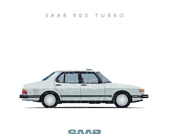 Saab 900 Sedan - Unframed color print - Two sizes available! - Free personalization!