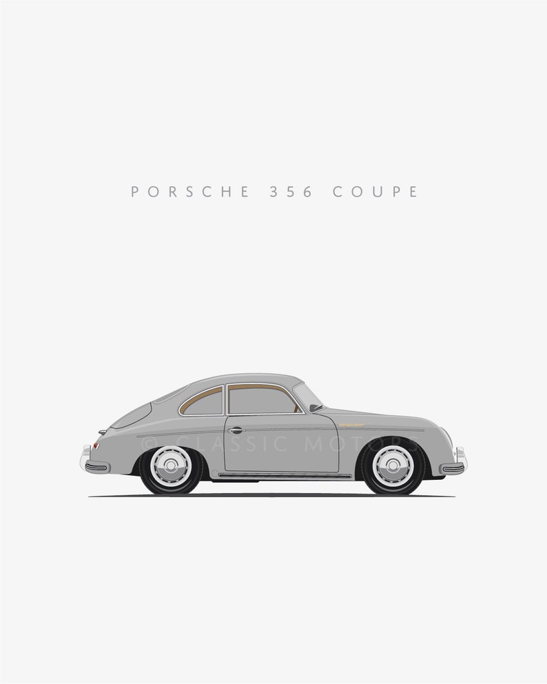 Unframed Color Print of a Classic Porsche 356 Coupe Great for German
