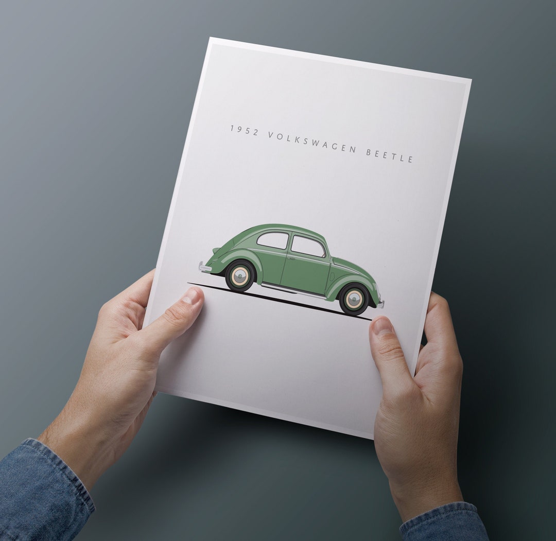Unframed Color Print of a Classic VW Beetle Great for German Car Lovers