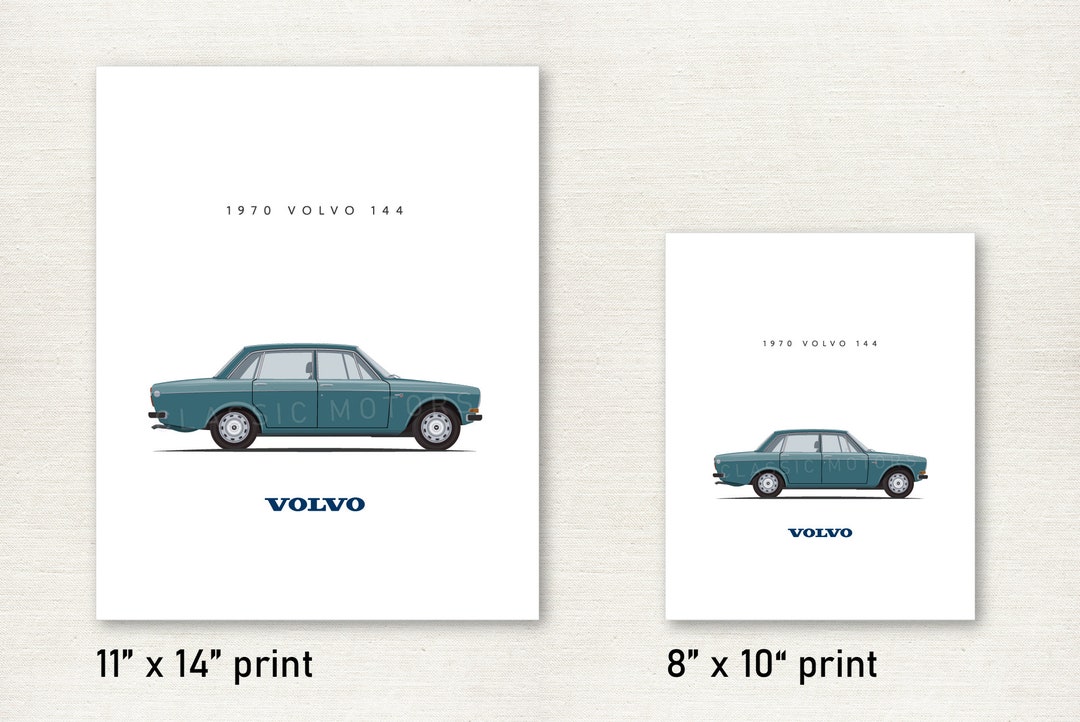 Unframed Color Print of a Classic Volvo 144 Perfect for Swedish Car