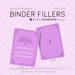Laminated Kpop Photocard Binder Fillers - BTS 5th Muster version